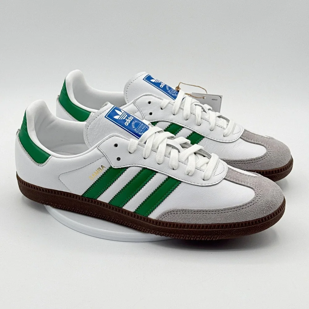 Adidas Samba OG Size 12 Mens Cloud White/Green IG1024, NEW